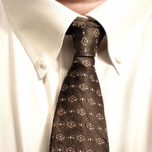 BARNEY’s New York Tie / Necktie * Silk * Olive with Gold Medallions [60" x 3.5”]